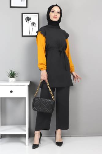 Omzu Fırfır Detaylı Takım TSD220520 Siyah 