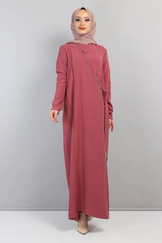 Önden Bağlamalı Elbise TSD220434 Gül Kurusu 