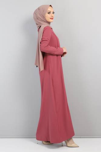 Önden Bağlamalı Elbise TSD220434 Gül Kurusu - 3