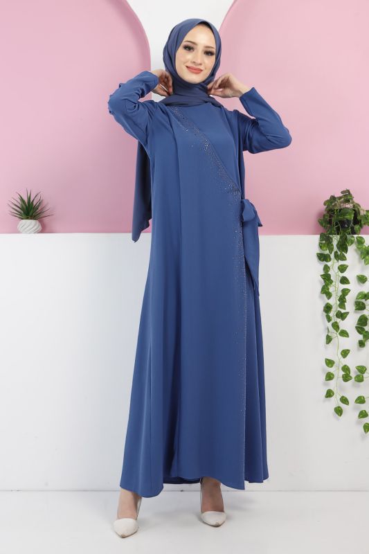 Önden Bağlamalı Elbise TSD220434 İndigo - 1