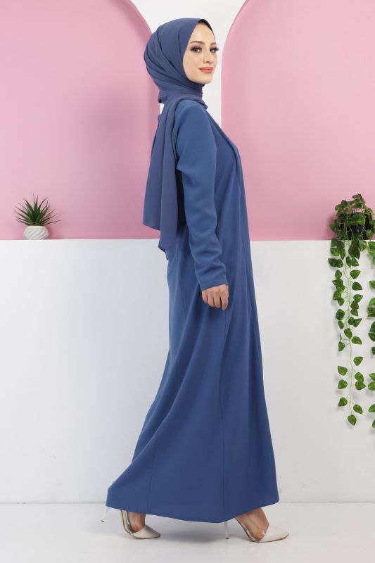 Önden Bağlamalı Elbise TSD220434 İndigo - 3