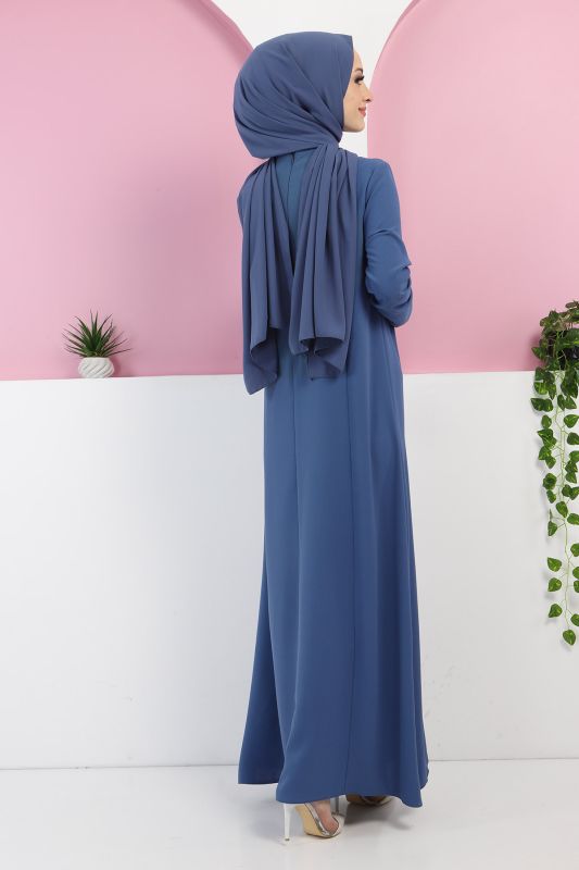 Önden Bağlamalı Elbise TSD220434 İndigo - 4