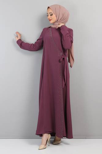 Önden Bağlamalı Elbise TSD220434 Mor 