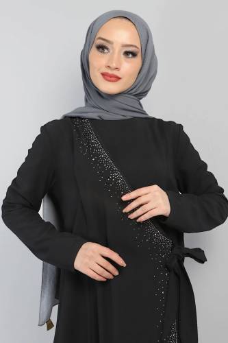 Önden Bağlamalı Elbise TSD220434 Siyah 