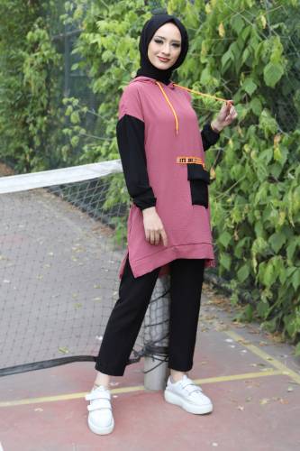 Önden Cepli Tunik TSD220528 Gül Kurusu 