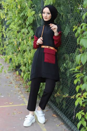 Önden Cepli Tunik TSD220528 Siyah 