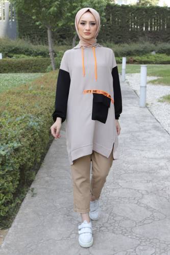 Önden Cepli Tunik TSD220528 Vizon 