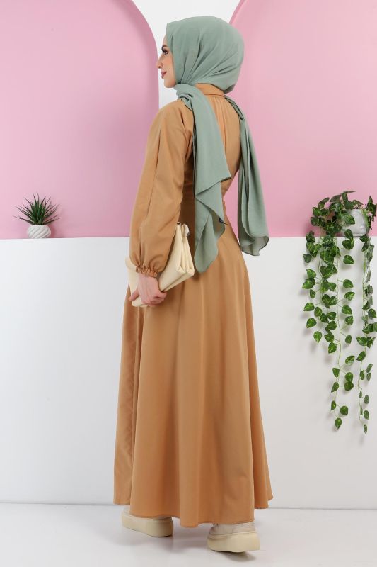 Önden Düğmeli Elbise TSD220316 Camel - 5