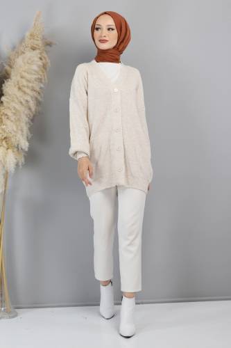 Önden Düğmeli Triko Hırka TSD220712 Bej 