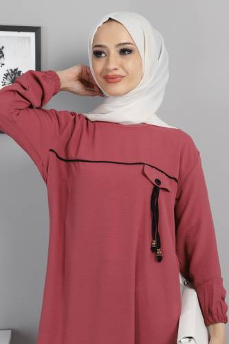 Önden Düğmeli Tunik TSD220518 Gül Kurusu - 2