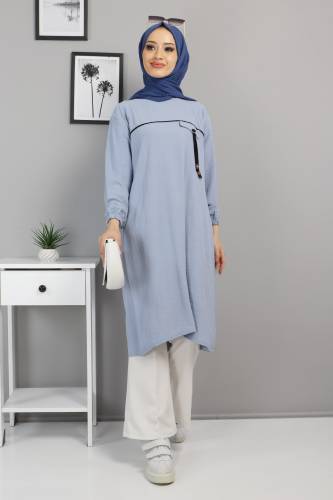 Önden Düğmeli Tunik TSD220518 Mavi 