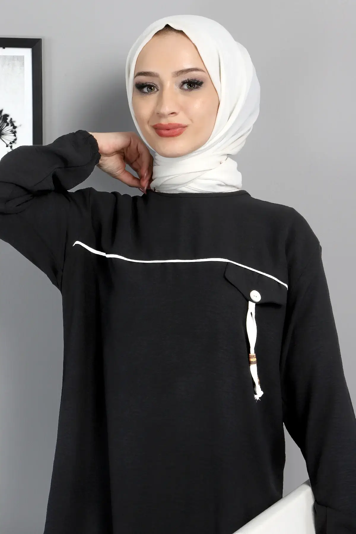 Önden Düğmeli Tunik TSD220518 Siyah 