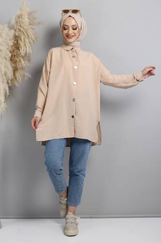 Önden Düğmeli Tunik TSD220637 Bej 