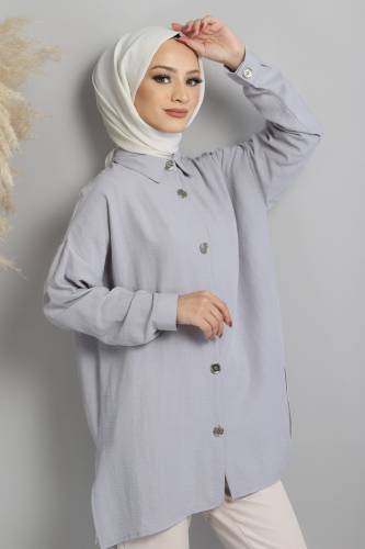 Önden Düğmeli Tunik TSD220637 Gri 