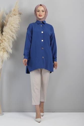 Önden Düğmeli Tunik TSD220637 İndigo 