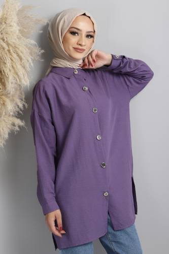 Önden Düğmeli Tunik TSD220637 Mor 