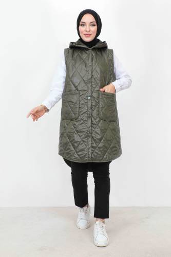 Önden Düğmeli Yelek TSD231004 Haki 