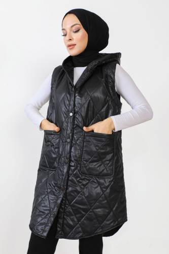 Önden Düğmeli Yelek TSD231004 Siyah - 2