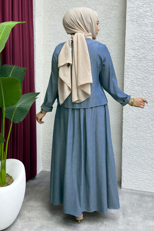 Önü Çıtçıtlı Etekli Takım TSD260204 Açık Mavi - 5