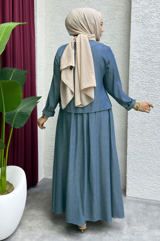 Önü Çıtçıtlı Etekli Takım TSD260204 Açık Mavi - 5