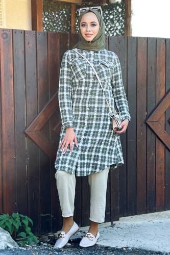 Önü Düğmeli Şanel Gömlek TSD220845 Haki 