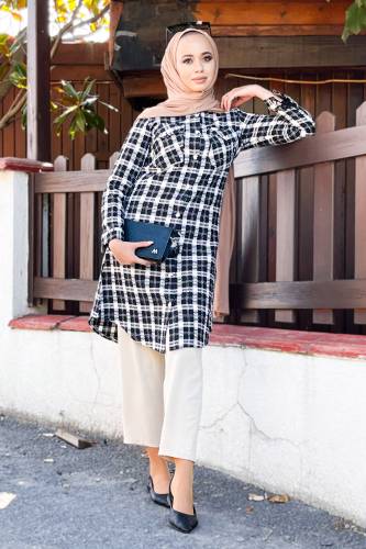 Önü Düğmeli Şanel Gömlek TSD220845 Siyah 