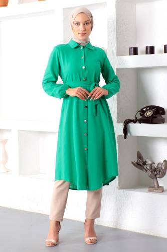 Önü Düğmeli Tunik TSD230101 Yeşil 