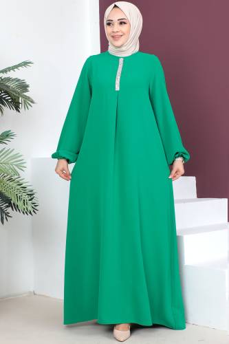 Önü Pul Detaylı Elbise TSD230421 Benetton Yeşili 