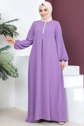 Önü Pul Detaylı Elbise TSD230421 Lila 