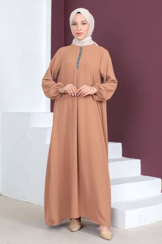 Önü Pul Detaylı Elbise TSD230421 Tarçın 