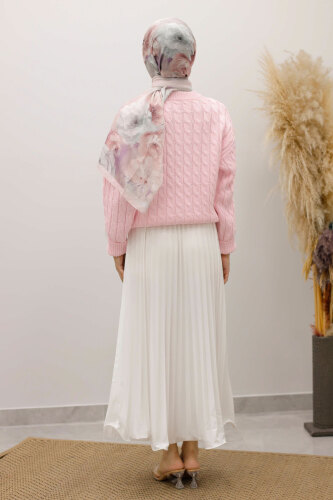 Örgü Desenli Kazak TSD250222 Pembe - 5