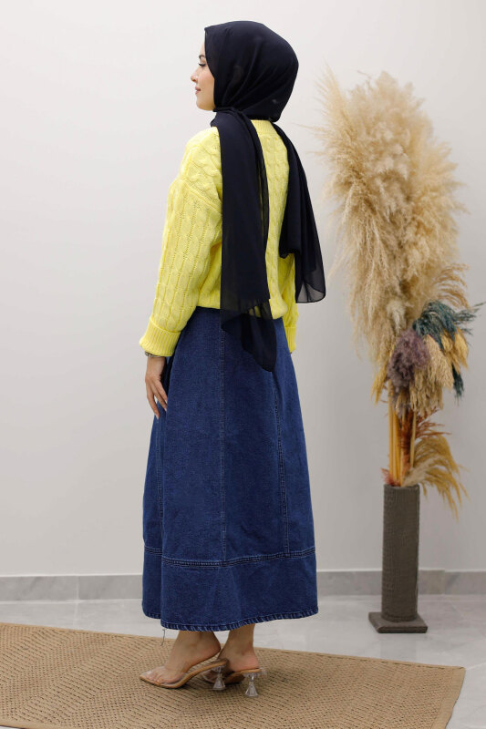 Örgü Desenli Kazak TSD250222 Sarı - 5