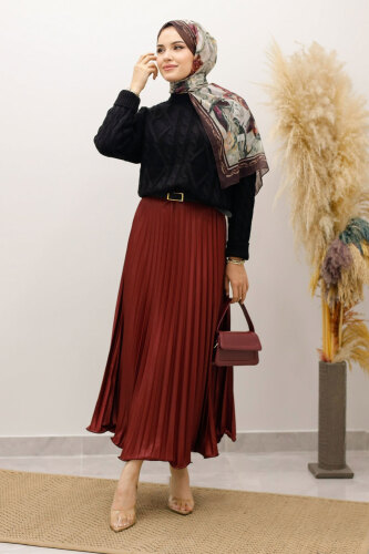 Örgü Desenli Kazak TSD250222 Siyah 