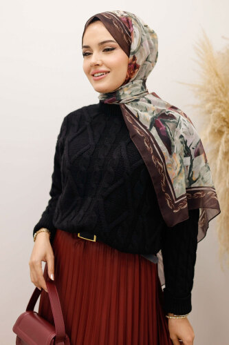 Örgü Desenli Kazak TSD250222 Siyah - 2