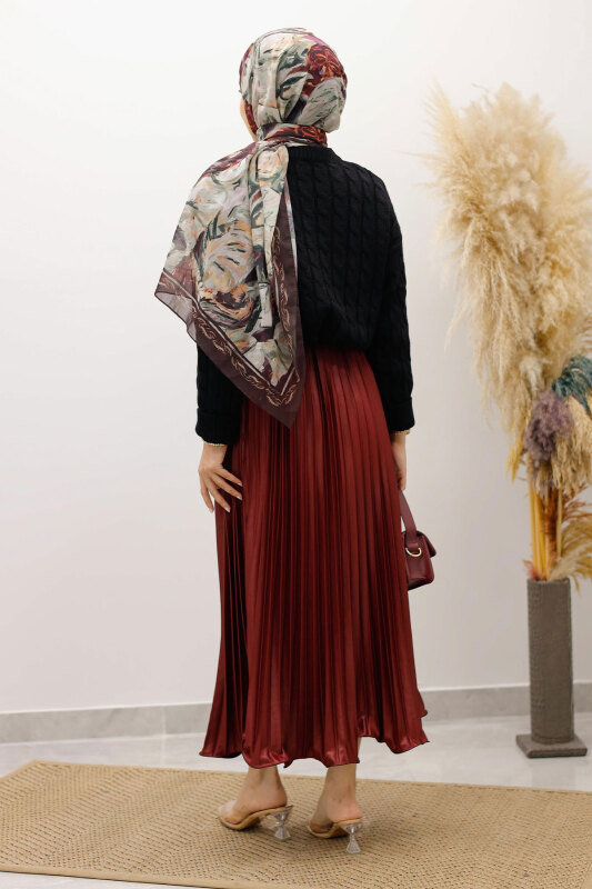 Örgü Desenli Kazak TSD250222 Siyah - 5