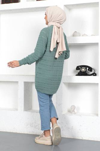 Örgülü Triko Hırka TSD230348 Mint Yeşili - 4