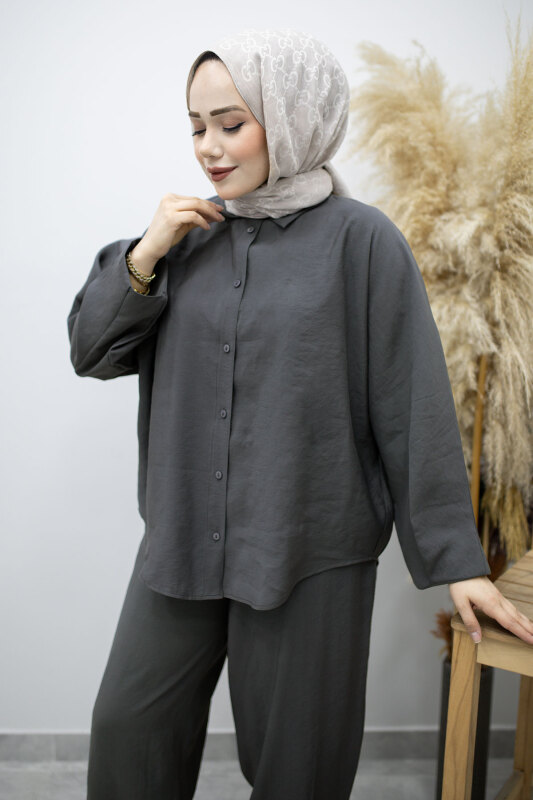 Oversize İkili Takım TSD260190 Füme - Tesettür Dünyası (1)