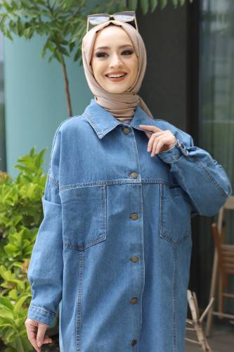 Oversize Kot Ceket TSD220508 Mavi - 4