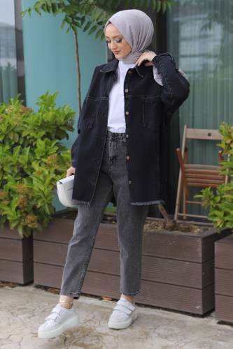 Oversize Kot Ceket TSD220508 Siyah - 3