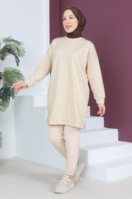 Paçası Lastikli İkili Takım TSD230538 Bej - 3