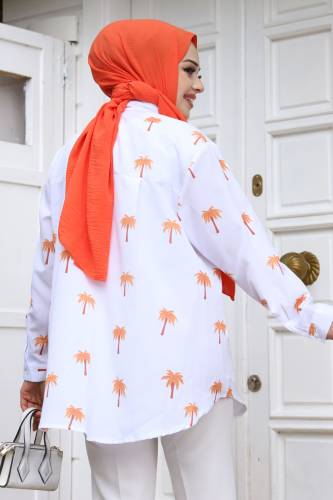 Palmiye Desenli Tunik TSD240119 Turuncu - 5