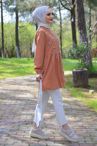 Papatya Nakışlı Tunik TSD220426 Tarçın - 3