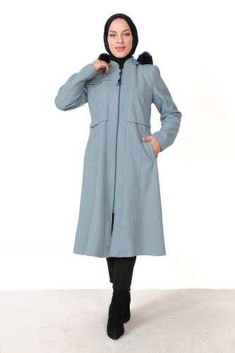 Pat Detaylı Kaşe Kaban TSD230812 Mavi 