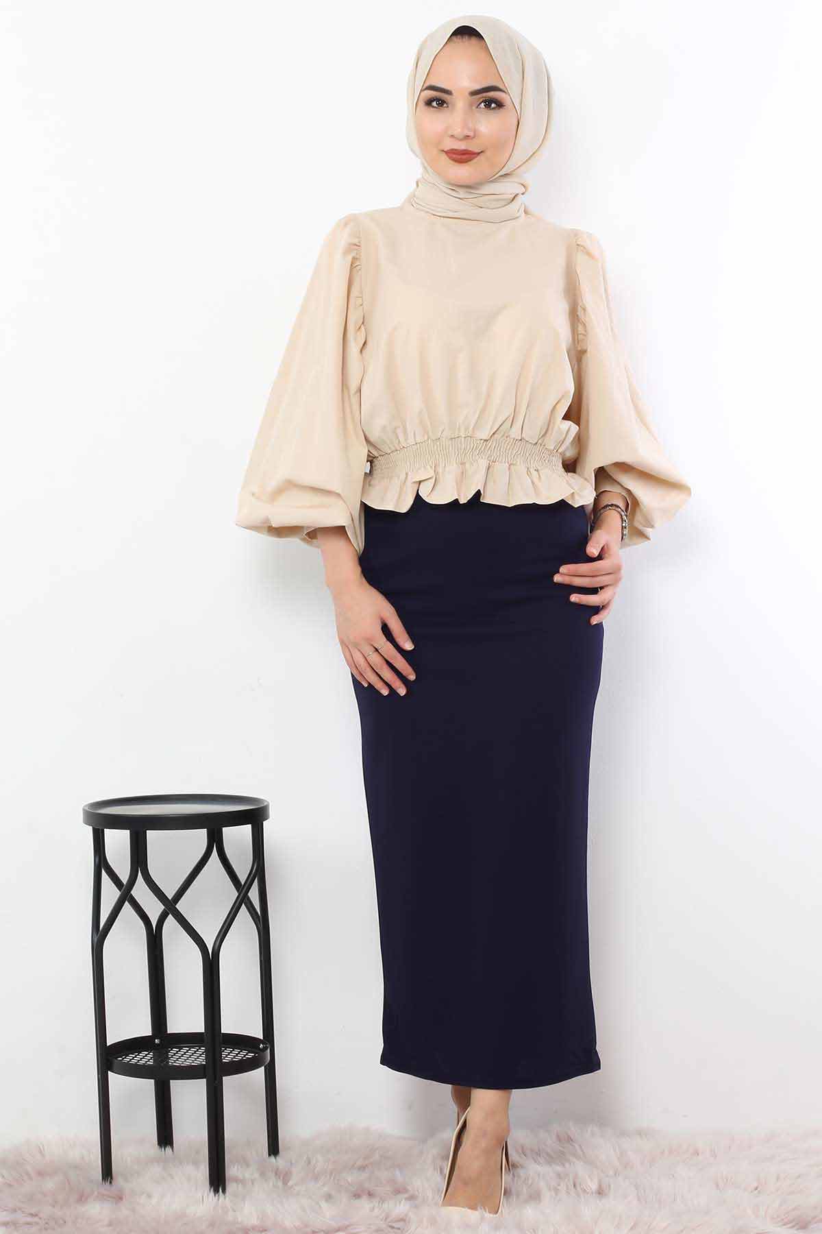 Tesettür Dünyası - Pencil Skirt TSD0291 Navy Blue