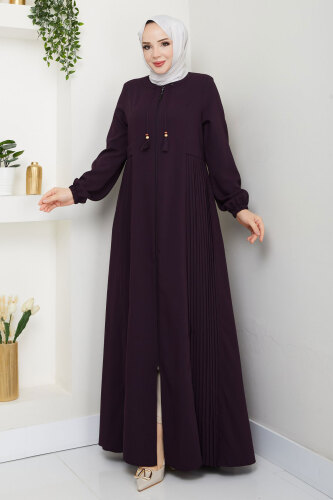 Piliseli Tesettür Ferace TSD250169 Mürdüm - Tesettür Dünyası