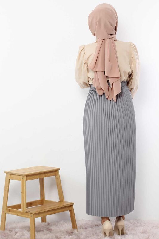 Pleated Pencil Skirt 1757 Gray - 5