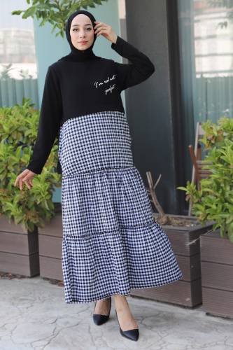 Pötikare Elbise TSD220206 Siyah - Tesettür Dünyası