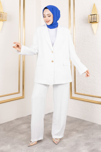 Premium Blazer Takım TSD250116 Beyaz - 1
