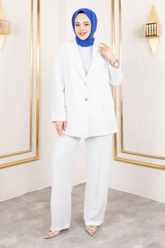 Premium Blazer Takım TSD250116 Beyaz - 4
