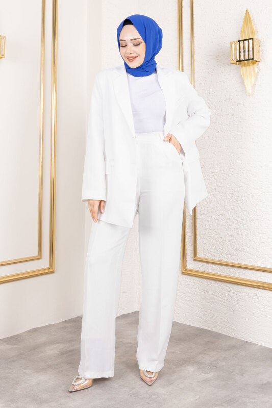 Premium Blazer Takım TSD250116 Beyaz - 5